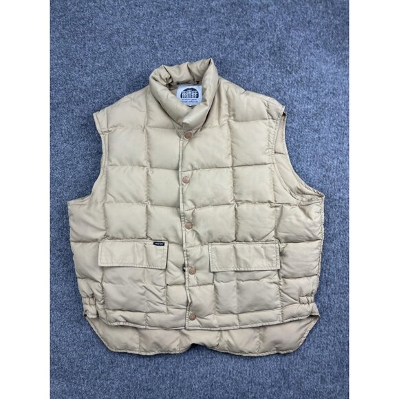 Vintage Miller Western Wear Vest Mens Large Tan Goose Down Insulated 70s - Picture 1 of 6